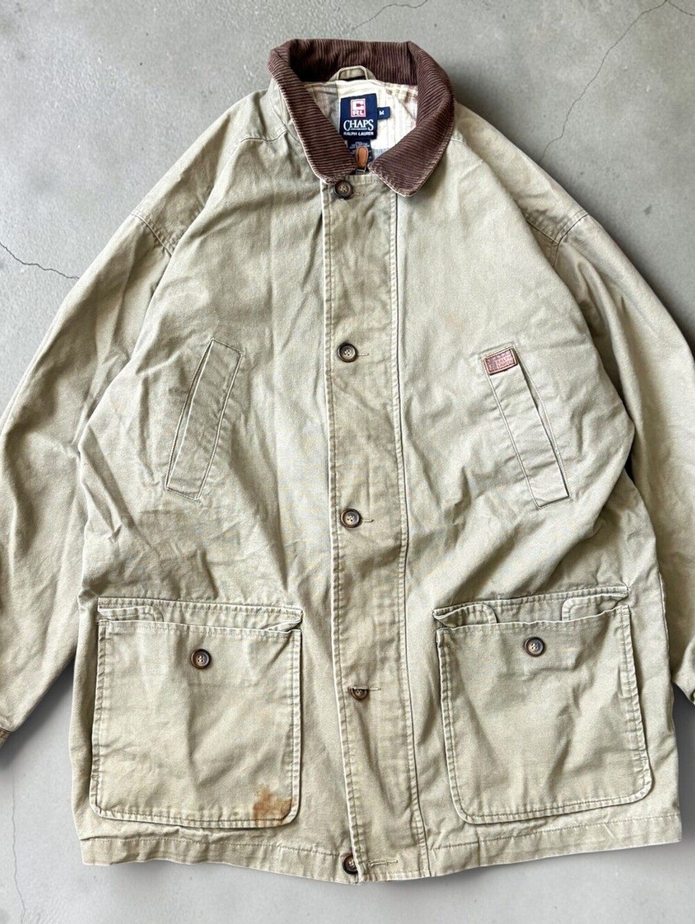 Vintage 90s Ralph Lauren Utility Field Jacket Mens Medium Chaps Barn Coat Tan